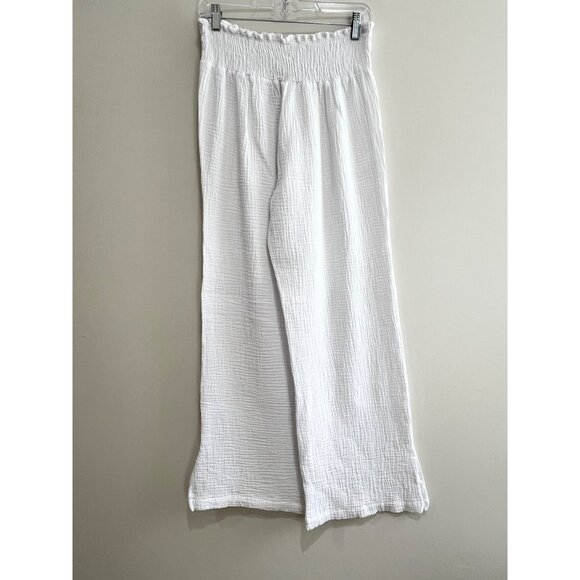 Joie Gauze Wide Leg Pants Womens L White High Rise Pull On Beach Boho Comfort - Picture 2 of 8